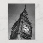 黒と白のビッグベンヨーロッパ旅行アート写真 ポストカード (正面)