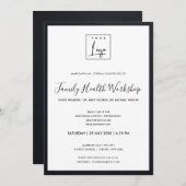 黒と白のビロードシルクロゴワークショップイベント 招待状 (正面/裏面)