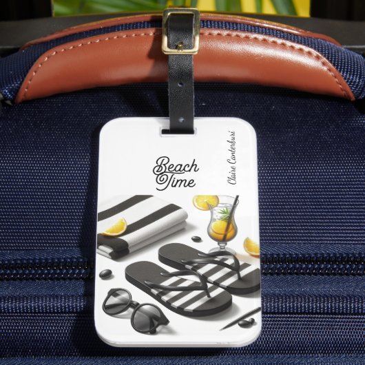 黒と白のビーチアクセサリー ラゲッジタグ (正面インサイチュ2)