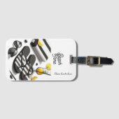 黒と白のビーチアクセサリー ラゲッジタグ (正面横)