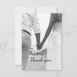黒と白のビーチウェディングのお礼 サンキューカード
