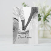 黒と白のビーチウェディングのお礼 サンキューカード (スタンド正面)