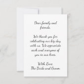 黒と白のビーチウェディングのお礼 サンキューカード (裏面)