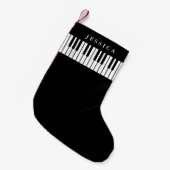 黒と白のピアノ鍵盤 スモールクリスマスストッキング (正面 (吊り時))