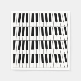 黒と白のピアノ鍵盤 ピアニスト ミュージシャン パーティー スタンダードカクテルナプキン