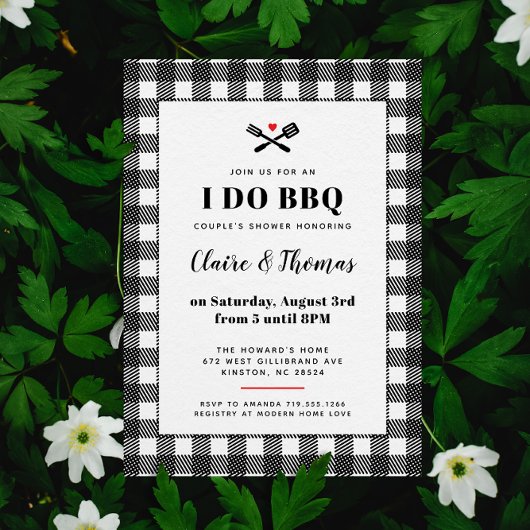 黒と白のピクニック プライド柄 レジャーシート I Do BBQ 招待状