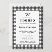 黒と白のピクニック プライド柄 レジャーシート I Do BBQ 招待状 (正面)