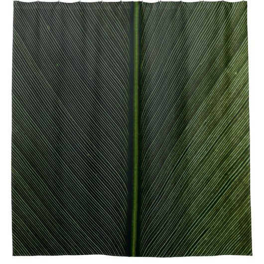 黒と白のピンストライプの繊維に緑の金属棒 シャワーカーテン (正面)