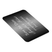 黒と白のピンストライプハート日付の保存 マグネット (右側)