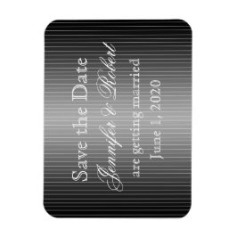 黒と白のピンストライプハート日付の保存 マグネット