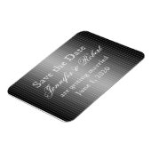 黒と白のピンストライプハート日付の保存 マグネット (左側)