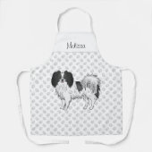 黒と白のファレーヌ犬の前足 かわいい犬好きのためのグッズ エプロン (正面)