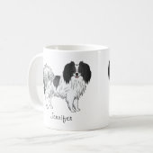 黒と白のファレーヌ犬の飼い主または犬好き コーヒーマグカップ (正面左)