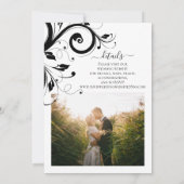 黒と白のフェスティバル渦巻き写真(背面) 招待状 (裏面)