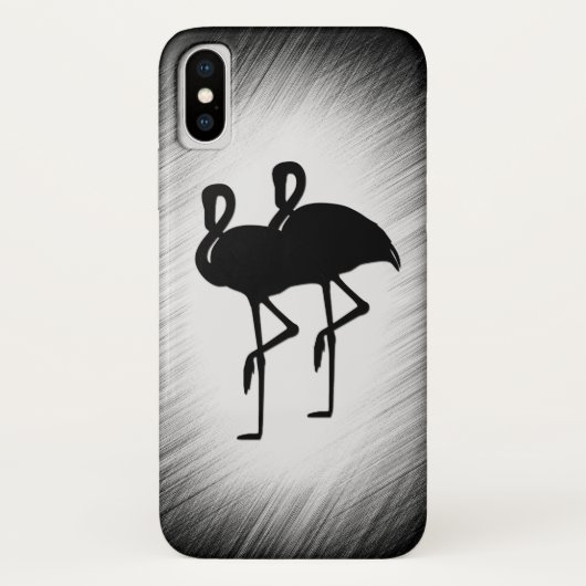 黒と白のフラミンゴ Case-Mate iPhoneケース (裏面)