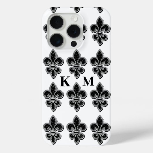 黒と白のフルール・ド・リス Case-Mate iPhoneケース (裏面)