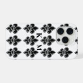 黒と白のフルール・ド・リス iPhoneケース (裏面横)