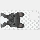 黒と白のフレンチブルドッグのキャラクター犬と足跡 Case-Mate iPhoneケース (裏面 (横))