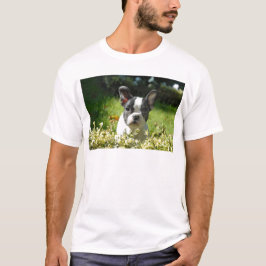 黒と白のフレンチブルドッグの仔犬 Tシャツ