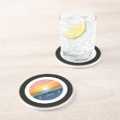 黒と白のフレームの海の日の出 コースター (側面)