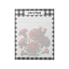 黒と白のフローラギンガム_自分自身への手紙 ノートパッド