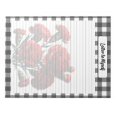 黒と白のフローラギンガム_自分自身への手紙 ノートパッド (正面)