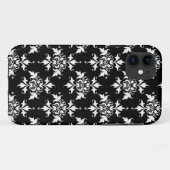 黒と白のフローラルダマスク模様 Case-Mate iPhoneケース (裏面(横))