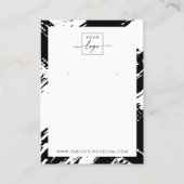 黒と白のブラシストロークのイヤリングディスプレイカード 名刺 (正面)