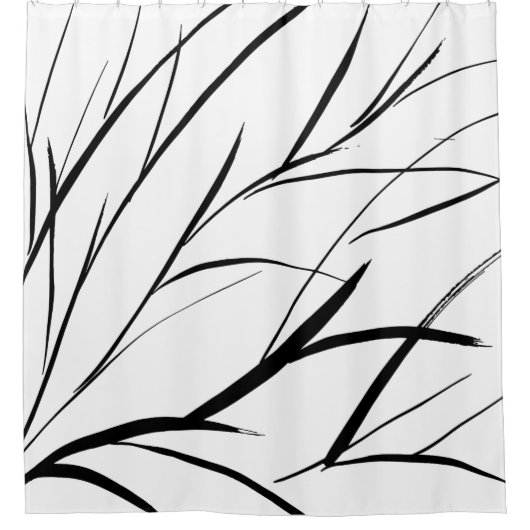 黒と白のブラシ仕上げテクスチャ シャワーカーテン (正面)