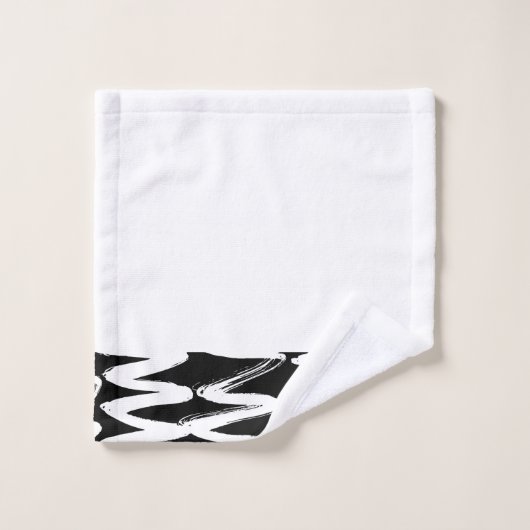 黒と白のブラシ仕上げテクスチャ バスタオルセット (ウォッシュタオル)