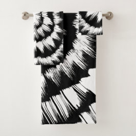 黒と白のブラシ バスタオルセット