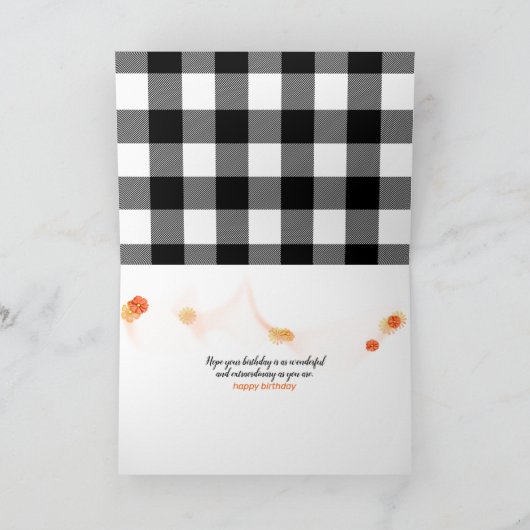 黒と白のプライドの誕生日に咲くヒマワリ カード (内部)