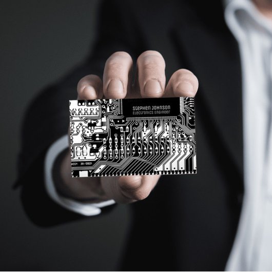 黒と白のプリント基板エンジニアリング 名刺