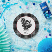 黒と白のプレイド感謝祭恵みターク ペーパープレート (パーティー)