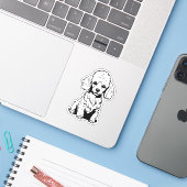黒と白のプードル ビニールステッカー シール (ノートパソコンとiPhone)