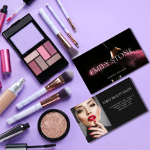 黒と白のヘアメイクアップ名刺