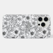 黒と白のヘレボルス iPhoneケース (裏面横)