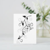 黒と白のベクターアイビー旋回枝シルエット ポストカード (スタンド正面)