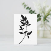 黒と白のベクトル葉のブランシルエット ポストカード (スタンド正面)