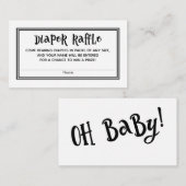 黒と白のベビーシャワーのおむつラッフルカード エンクロージャーカード (正面/裏面)