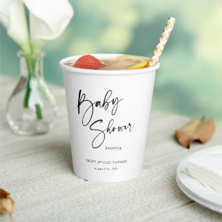 黒と白のベビーシャワー 紙コップ
