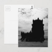 黒と白のベレム塔のシルエット | トーレ・ベレム ポストカード (正面/裏面)