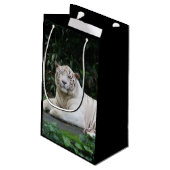 黒と白のベンガルのトラと笑顔 スモールペーパーバッグ (裏面アングル)