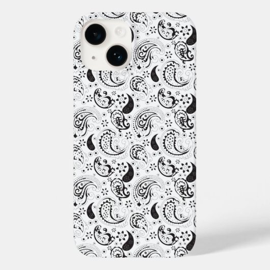 黒と白のペイズリー柄 - エレガントなテキスタイルアート Case-Mate iPhoneケース (裏面)