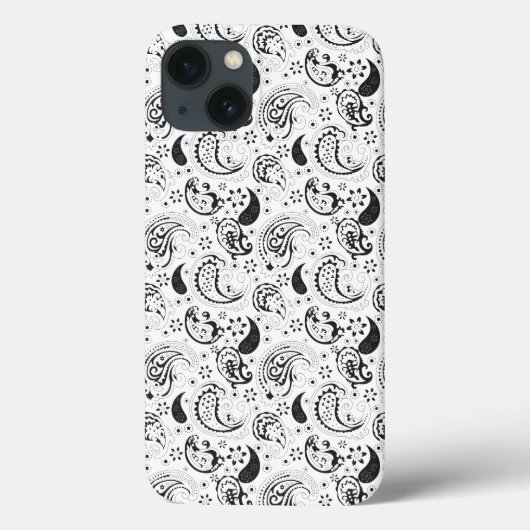 黒と白のペイズリー柄 - エレガントなテキスタイルアート Case-Mate iPhoneケース (裏面)