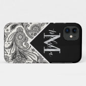 黒と白のペイズリー Case-Mate iPhoneケース (裏面(横))