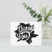 黒と白のペイントスプラッタウェディングありがとう ポストカード (スタンド正面)
