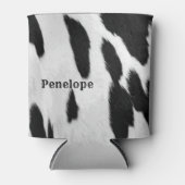 黒と白のホルスタイン牛革の名前で見る 缶クーラー (正面)