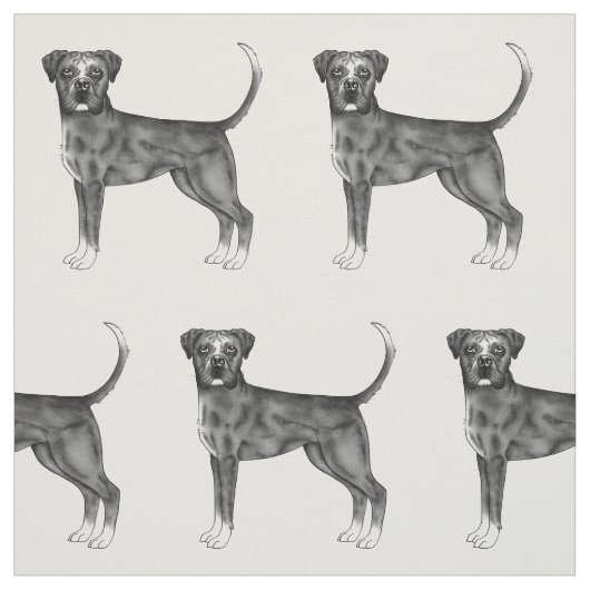 黒と白のボクサー犬のかわいいパターン ファブリック (見本)