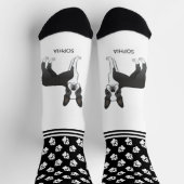 黒と白のボストンテリアの名前と手 ソックス (上部)